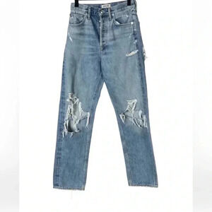 AGOLDE distressed high rise straight  jeans